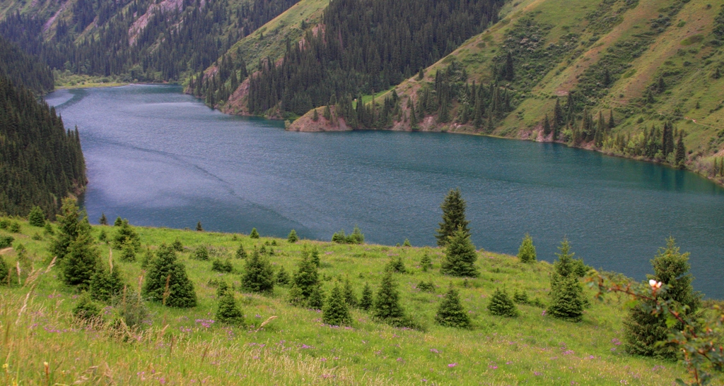 First lake Kolsai. Mountains Kungei of Ala-Tau. Almaty of province.